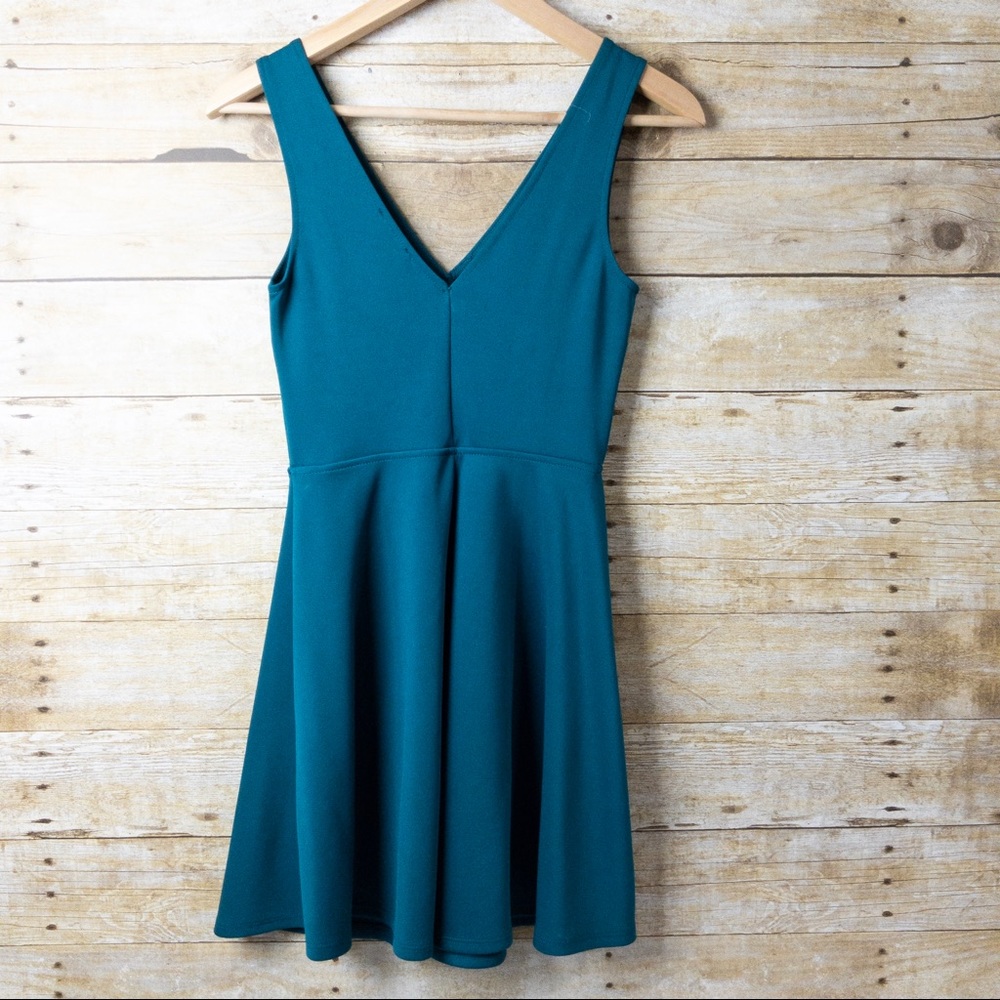 Forever 21 Dress Casual V Neck Teal Size Small - Picture 2 of 4
